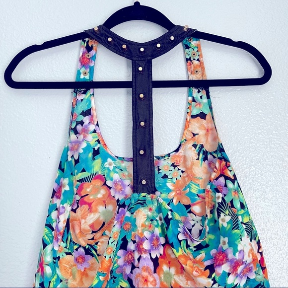 MATERIAL GIRL floral summer tank top open back M - Picture 7 of 8